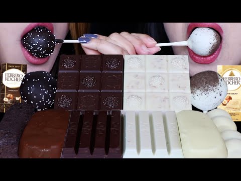 ASMR DARK VS WHITE CHOCOLATE FERRERO ROCHER BARS, CAKE POPS, MAGNUM ICE CREAM, MILKA OREO, KITKAT 먹방