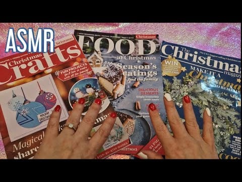 ASMR Christmas Magazine Flip through  ( whispering, tracing , tapping )🎄✨🎀