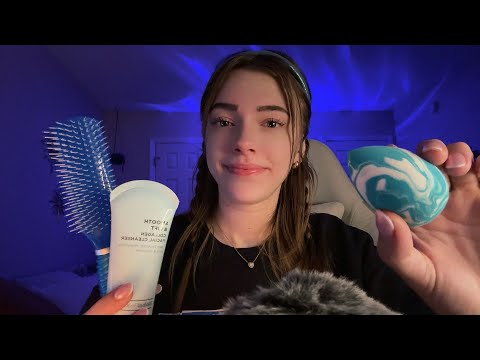 ASMR Pampering you with Blue items only (+slow whispers + layered sounds)