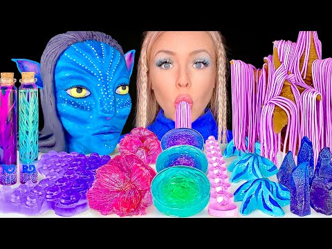 ASMR AVATAR FOOD, EYWA EDIBLE TREE OF SOULS, ISOMALT FLOWER, EDIBLE BUTTERFLY JELLY MUKBANG 먹방