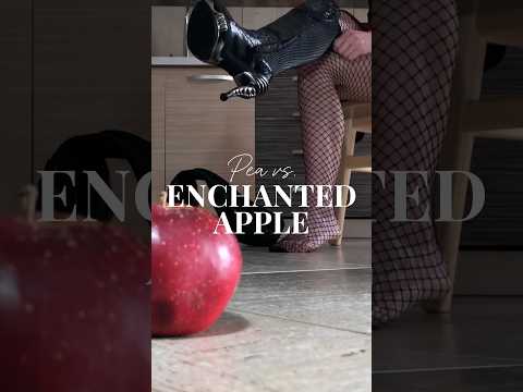 Pea vs. Enchanted Apple! Knee High Boots Crushing Food! Oddly Satisfying! ASMR