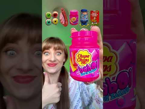 ASMR Tik Tok Emoji Gummy Eyeballs, Sausages, Hubba Bubba #shorts