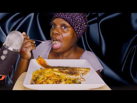 MARINATED BONEY RED SNAPPER AND CHILI POTATOES ASMR EATING SOUNDS