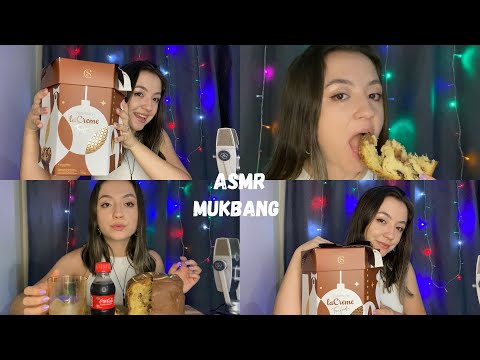 ASMR COMENDO CHOCOTONE LA CREME DA CACAU SHOW (sons de mastigação e tapping) MUKBANG 🍫🥰🤎