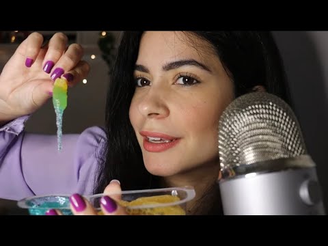 ASMR COMENDO BALA COM GEL AZEDO