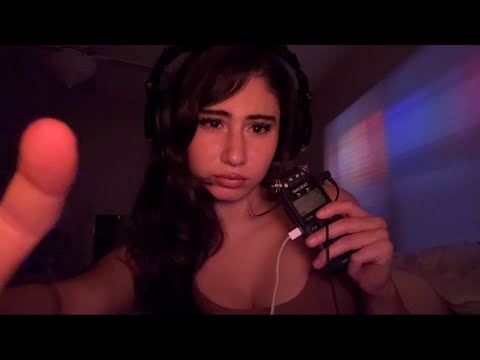 ASMR ~ Breathy intense inaudible whispers and face touching ( Some mouth sounds included )