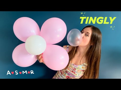 ASMR Relaxing Sound ~ Blowing Balloons and Bubblegum