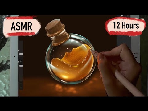 🧪😴 ASMR 12 HOURS of Painting Flasks on iPad | Clicky Whispers, Tracing & Relaxing Drawing Sounds