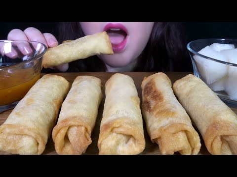 ASMR Spring Rolls & Pickled Radish - EXTREMELY SATISFYING Crunchy Eating Sounds!
