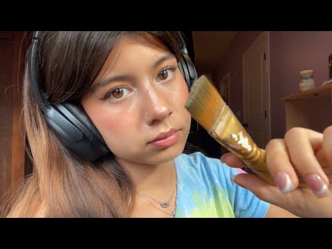 ASMR art student paints on your face (soft spoken, mouth sounds)