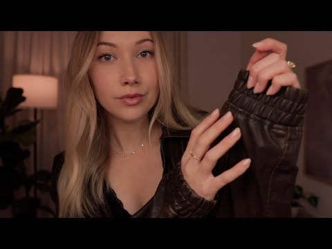 ASMR Jacket Try-On | leather tapping, fabric sounds, zippers (no talking)