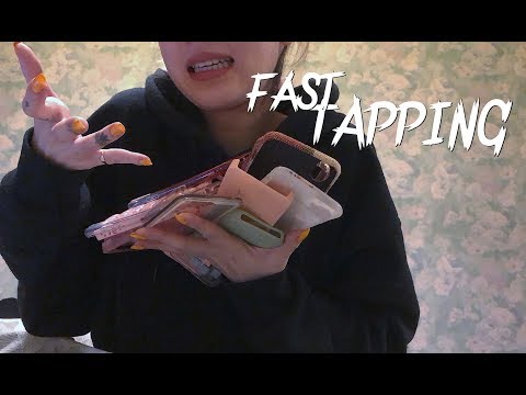 ASMR (FAST) TAPPING ON IPHONE CASES (with whispering and some mouth clicking)
