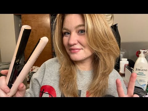 Straightening my hair + chit chat | GRWM LOFI ASMR 🤍