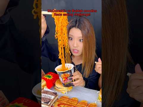 McDonald’s vs buldak noodles race eating challenge… #food #eating #mukbang #mcdonalds #ramen