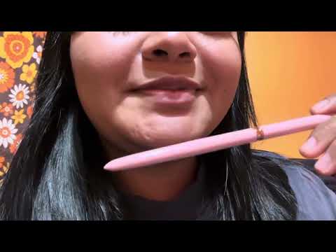 ASMR lens licking, pen nibbling, tapping