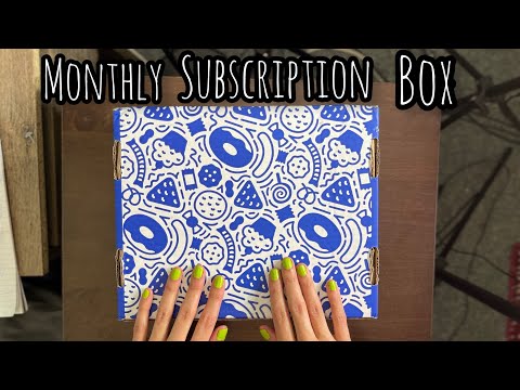 ASMR Unboxing Monthly Subscription box | Eating & Tasting! - Plastic Crinkle Whisper