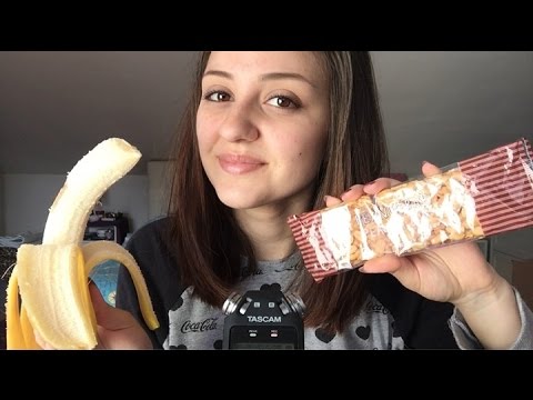 ASMR Binaural Eating Sounds, Banana and Peanut Bar