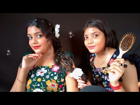 ASMR Hairplay With My Sister | Hair brushing,Oil Massage, Scalped Massage, Hairstyle | ✨