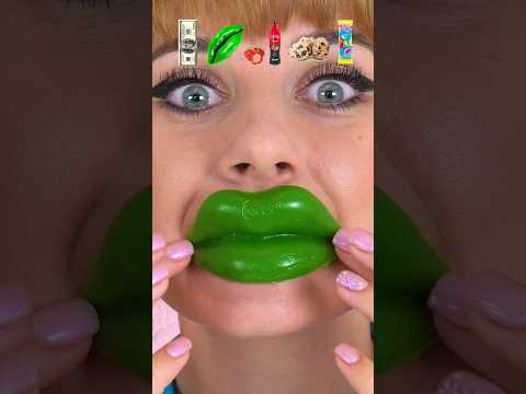 ASMR Emoji Wax Lips, Jelly Sheet, Blue Candy #shorts