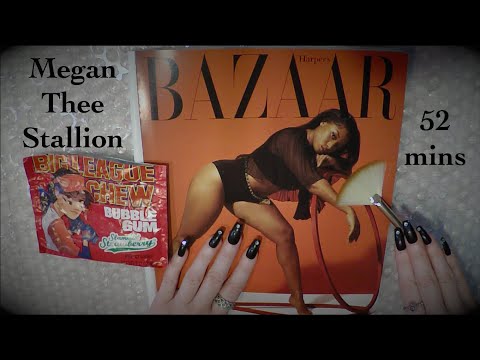 52 Mins | Intense Gum Chewing Magazine Flip Through | Megan Thee Stallion | Whispered ASMR