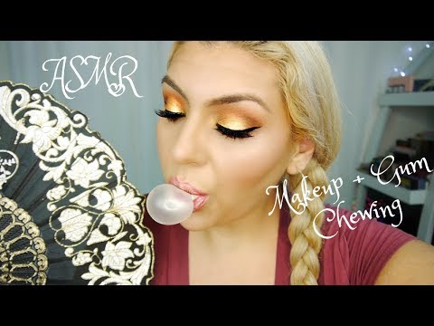 ASMR (Whisper) Doing My Makeup! & Chewing Gum | WhispEatingBabe