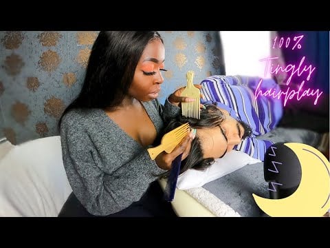{ASMR} Slow & Attentive HAIR PLAY Brushing, Parting Sounds (For REM Sleep) & Stress relief 😮‍💨
