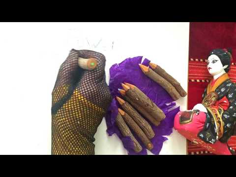 GLOVES🎌 Hands in Fantasy Gloves Writing with wood🎎 Chewing sounds [[ASMR]]