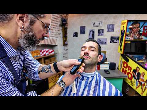 Shavette Mustache Shave [ASMR with FRENCH Chatting] – Nantes 🇫🇷