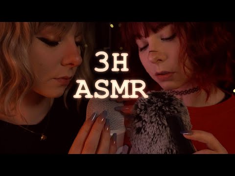 ASMR | 3h layered "Tk, Sk, Tsk" clicky Mouth Sounds & Soft Blowing - Scratching, Fluffy Combing