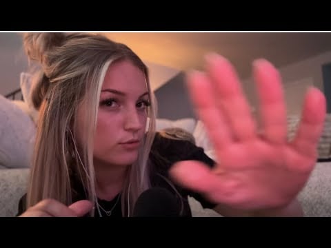 ASMR hand movements (lotion / oil + mouth sounds / tongue clicking) 