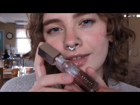 ASMR 300$ Fenty Gloss Bomb Haul (sticky, lipgloss painting, mouth sounds, tapping)