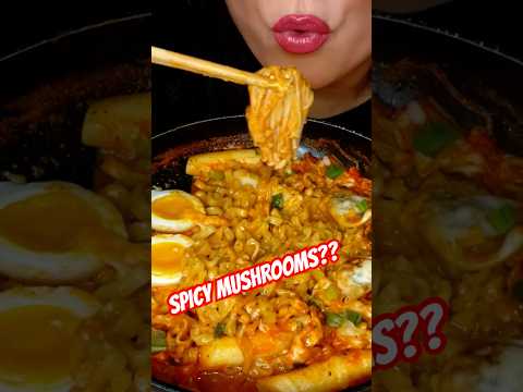SPICY ENOKI MUSHROOMS? #asmr #buldak #foodie #ramen #enoki