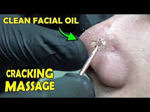 ASMR CLEAN FACIAL OIL AND SKIN CARE & LOUD CRACK & Barber head, shampoo, face, ear, neck massage