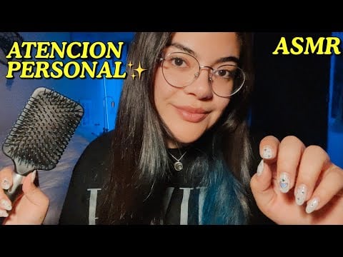 ASMR Te ayudo a relajarte para dormir 💙 Cepillando el pelo, mouth sounds, atención personal