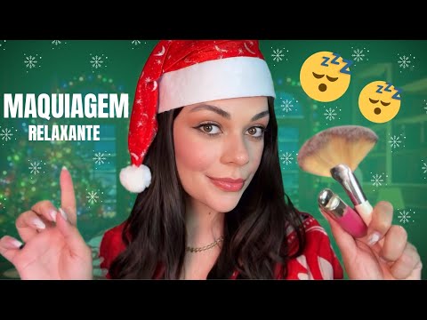 ASMR: Fazendo Sua Maquiagem Para o Natal🎄🤶🏻(Durma Aqui) 