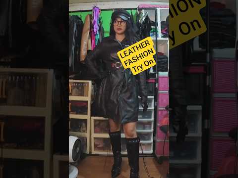 TRY Authentic BLACK LEATHER COAT with LEATHER Knee High BOOTS & Leather GLOVES
