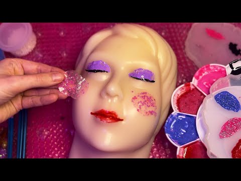 ASMR Glue Peeling Makeup on Squishy Mannequin (Whispered)