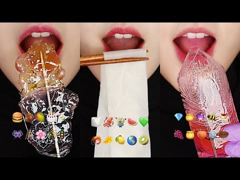 6MINUTES VERTICAL EMOJI MUKBANG ICE, CANDIED JELLY ETC 😋