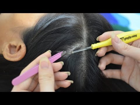 ASMR Hair Parting, Hair Scratch, Hair Brushing Real Person, Hair Treatment For Headache Relief