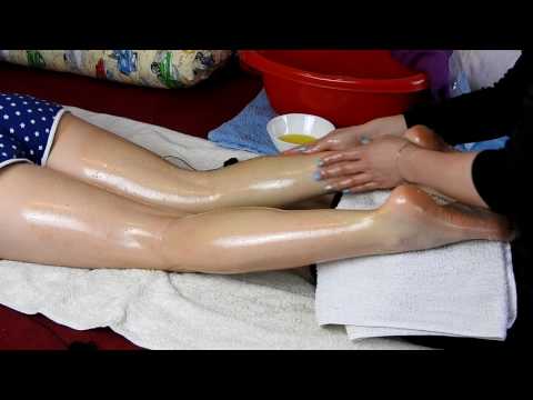 Feet and legs massage, salt, scratching*ASMR