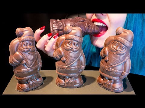 ASMR: Hollow Chocolate Figures | Crispy Chocolate Santa Claus 🍫 ~ Relaxing Eating [No Talking|V] 😻