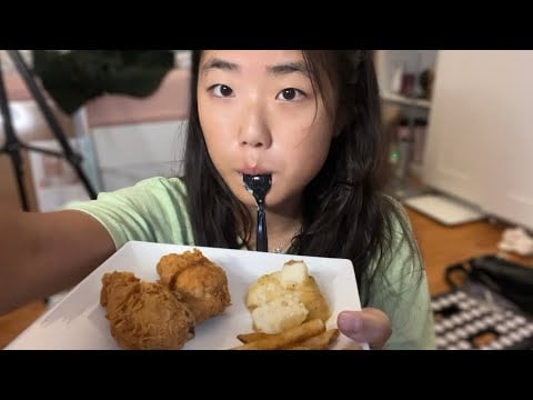 ASMR Mukbang 😋🍗 Eat Fried Chicken with me @ 1 am 