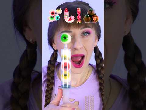 ASMR Emoji Gummy Eyeballs, Sour Spray #shorts