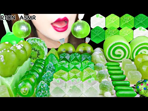 【ASMR】GREEN DESSERTS💚 KONJAC JELLY,MUSCAT YOKAN JELLY,JELLY ROLL-UPS MUKBANG 먹방 EATING SOUNDS