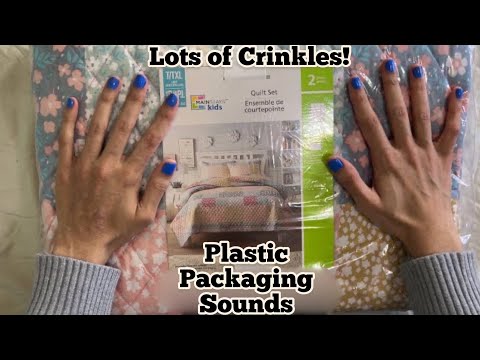 ASMR Plastic Crinkles No Talking only(New Quilt Bed Set) plastic packaging sounds