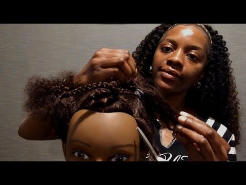 ASMR 💆🏽‍♀️ Relaxing Curly Hairstyling on Mannequin (soft speaking + bracelet sounds)
