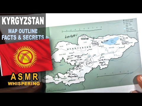 ASMR: Map of KYRGYZSTAN tracing with facts | Main Cities Facts and Highlights [ASMR maps and facts]