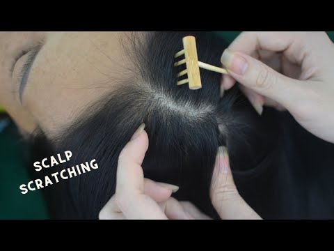 ASMR Hair Tingles With Wooden Tools, Scalp Scratch Real Person, Therapy Sounds For Reduce Headache