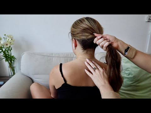 ASMR | Back scratching & hair play with Molly ~intense hair sounds~ (no talking + long nails)