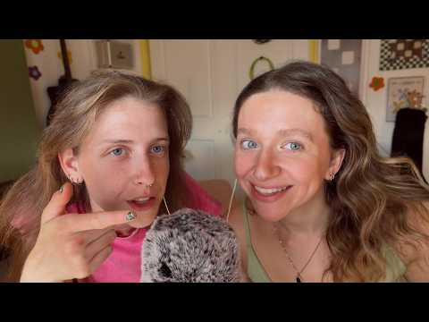 my sister tries ASMR | close whispers & hair play